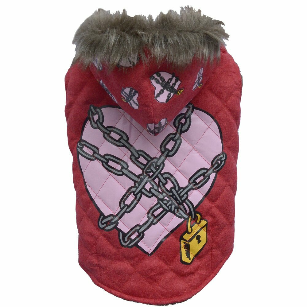 Zimska jakna za pse "Heart & Chain" - rdeča barva