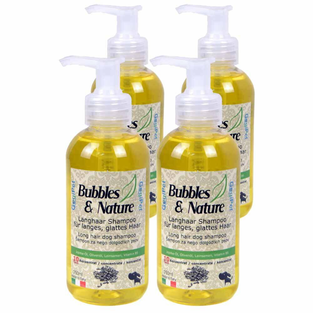 Šampon za dolgo dlako - kozmetika za pse Bubbles & Nature - 4 x 250 ml