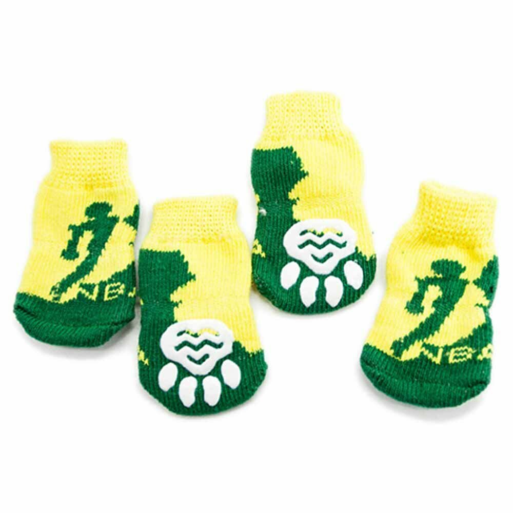 Pletene nogavice za psa "NBA" - zeleno rumena barva