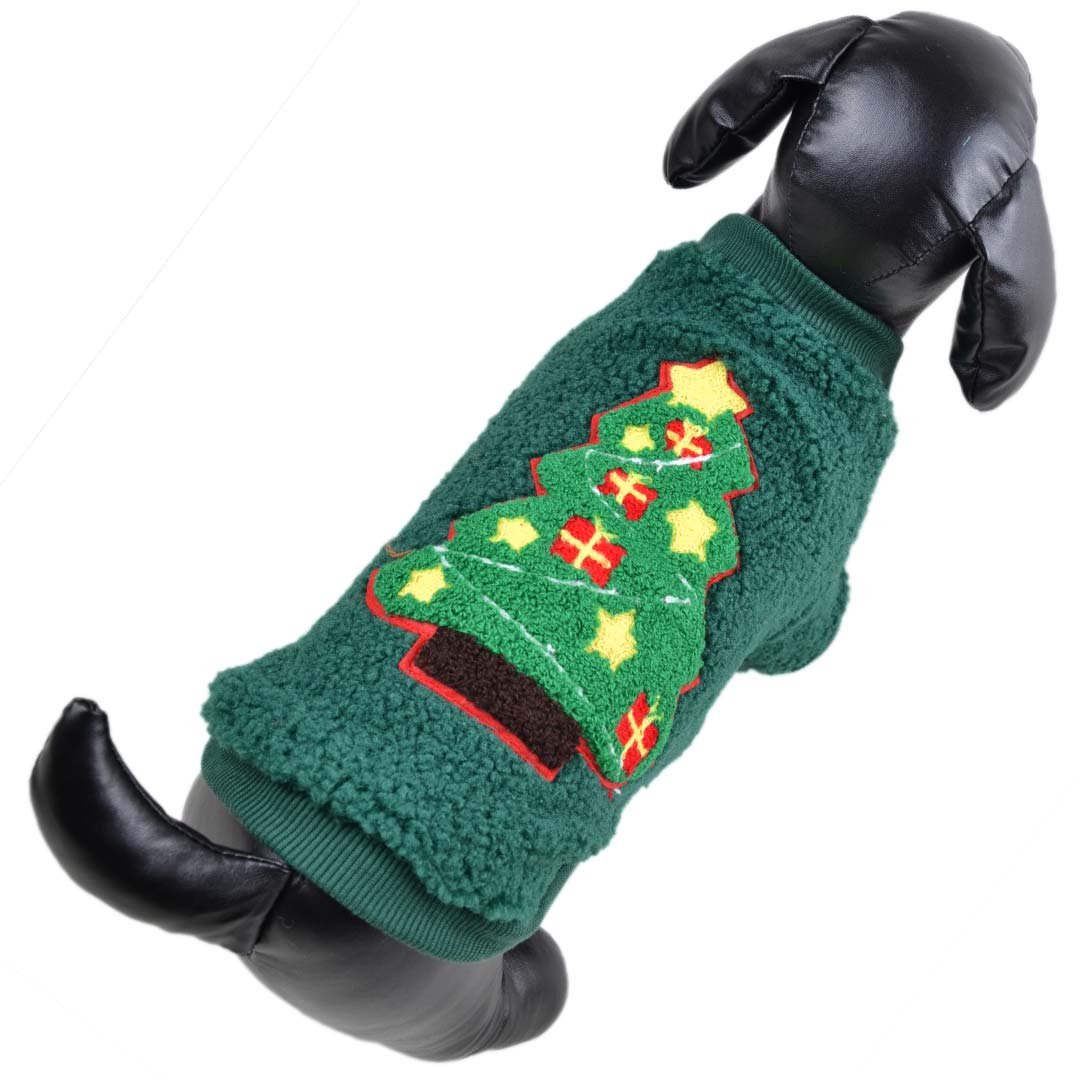 Božično novoletni pulover za pse "Jelka" - zelena barva