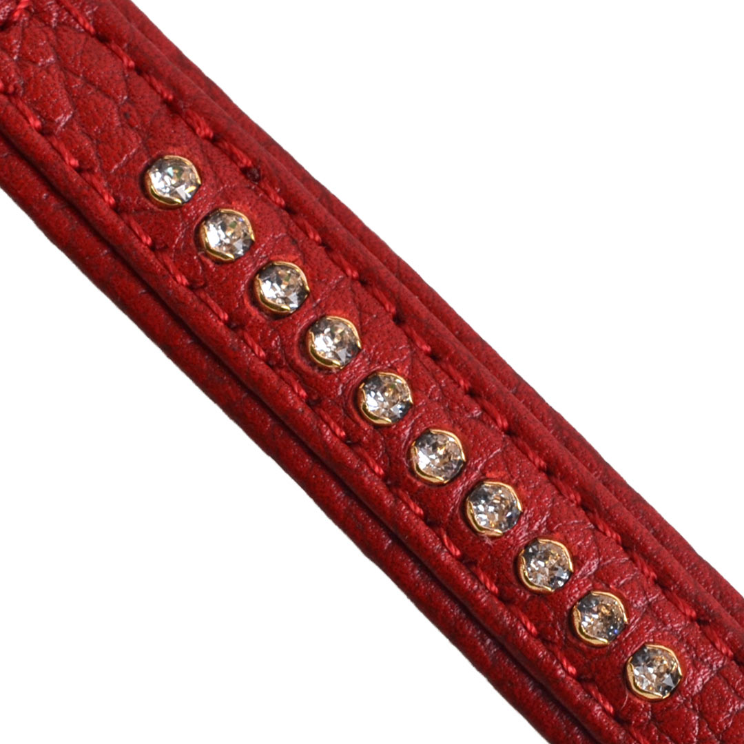 GogiPet® rdeča ovratnica s kristali Swarovski - visoka odbojnost svetlobe