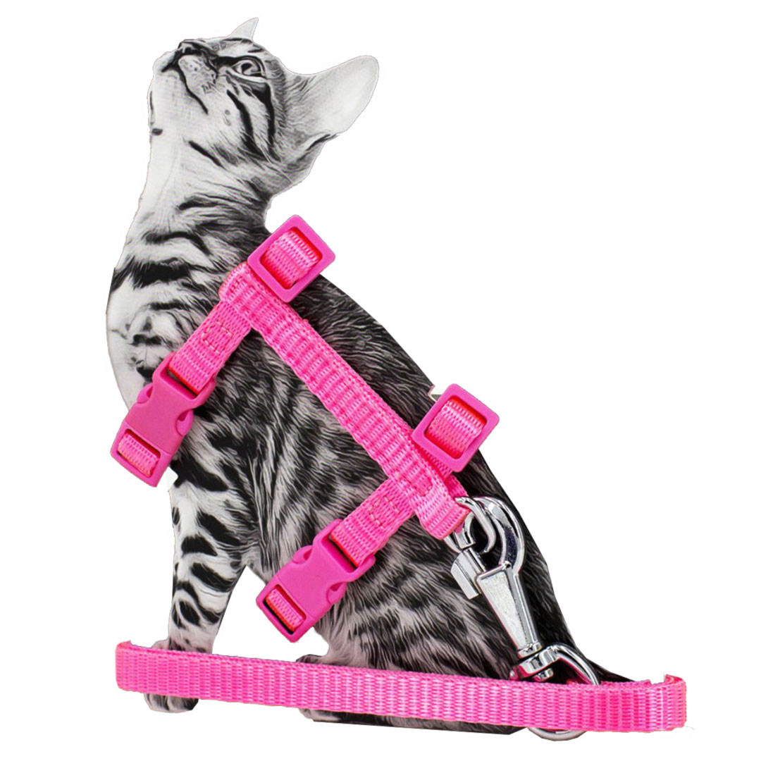GogiPet® oprsnica s povodcem za mačke in majhne pse - roza barva