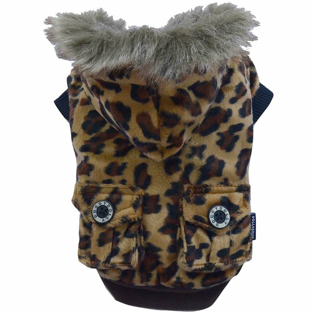 "Leopard" jakna za pse s kapuco -  rjava barva