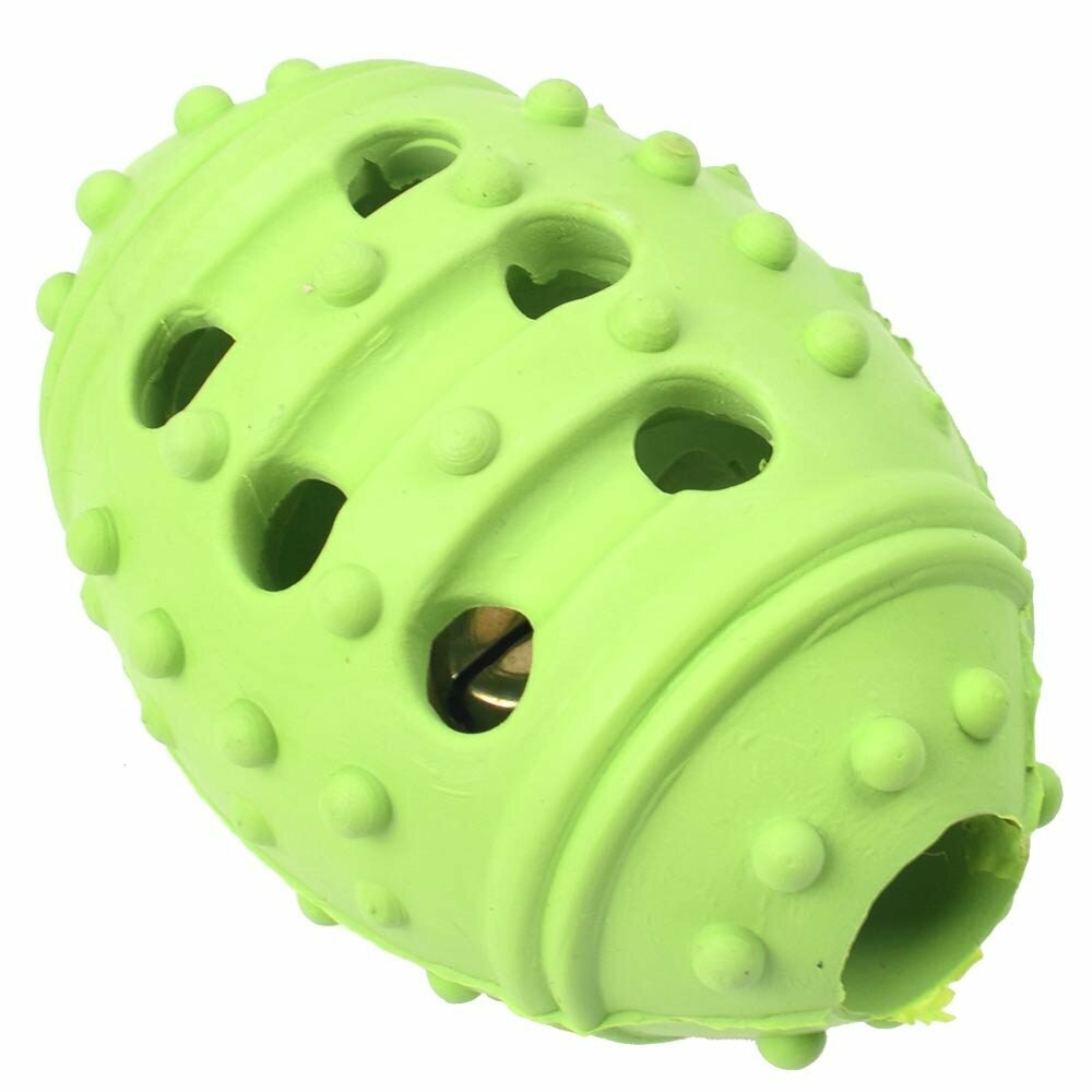 Zelena, ovalna žoga za majhne pse - igrača za priboljške