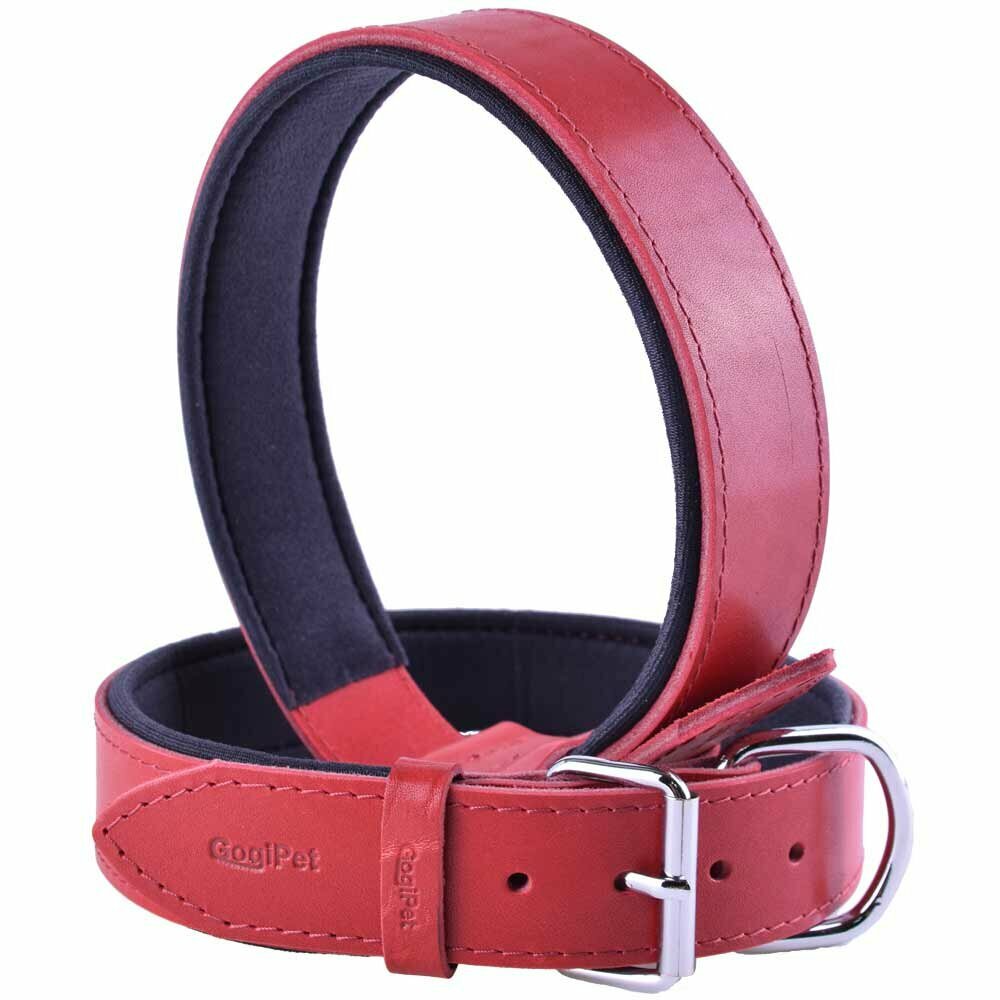 Ovratnica za pse GogiPet® Comfort Leather Red