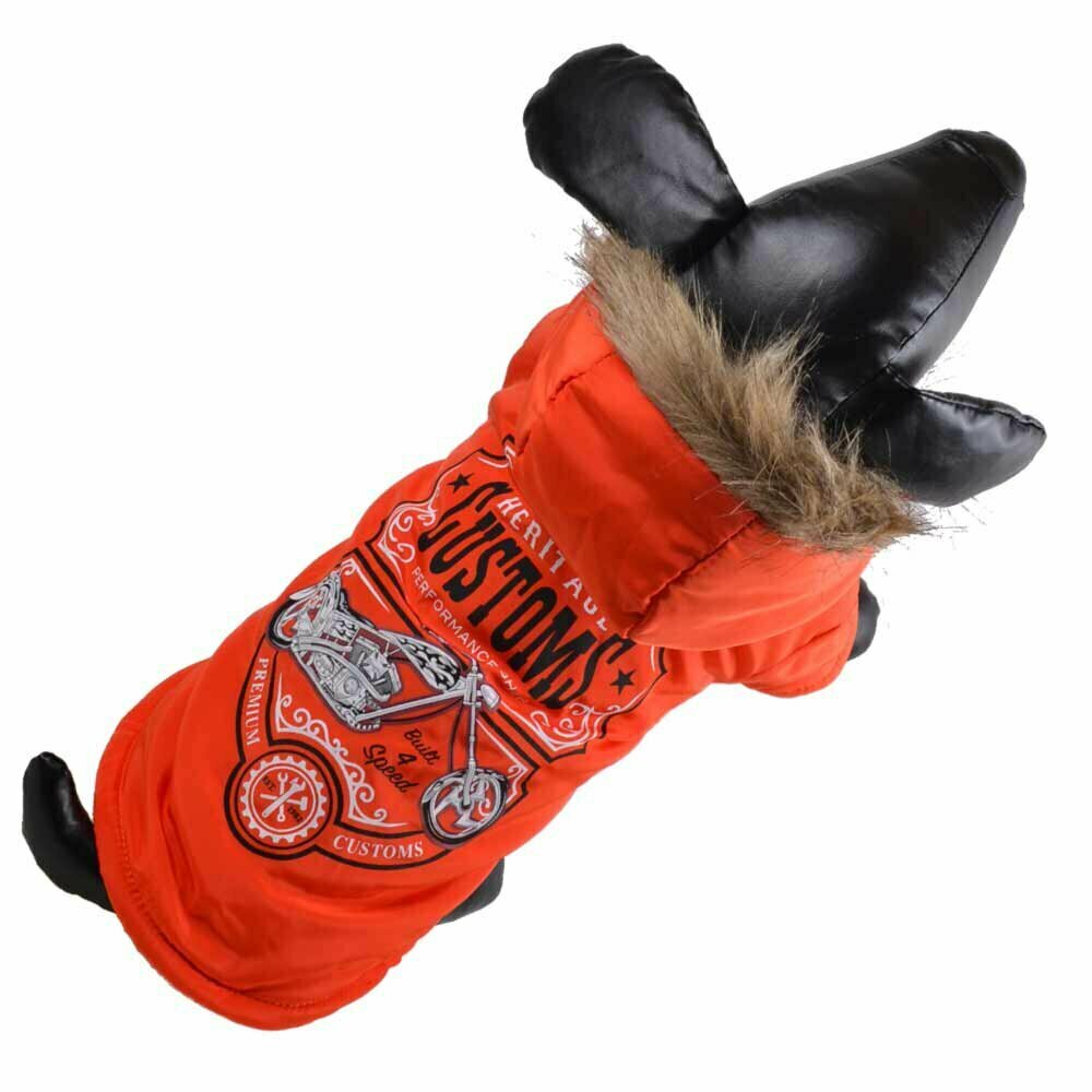 GogiPet zimski plašč za psa "Harley" - oranžna barva