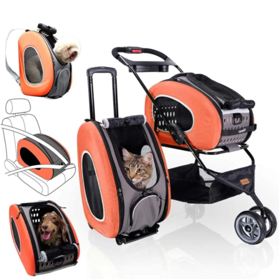 Multifunkcijski voziček za pse 5 v 1 - oranžna barva