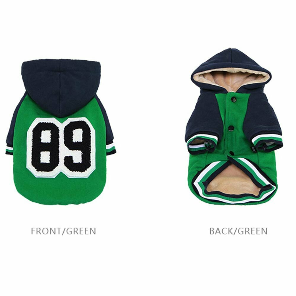 GogiPet kolekcija modnih oblačil za pse - zimska jakna za psa "89" - zelena barva