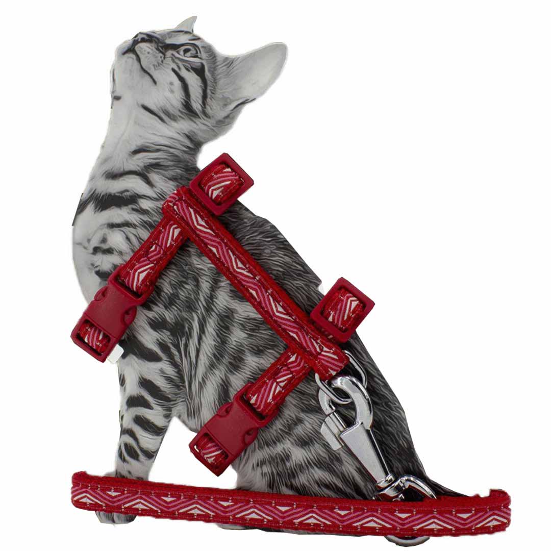 GogiPet® rdeča oprsnica s povodcem za mačke Red Kitty