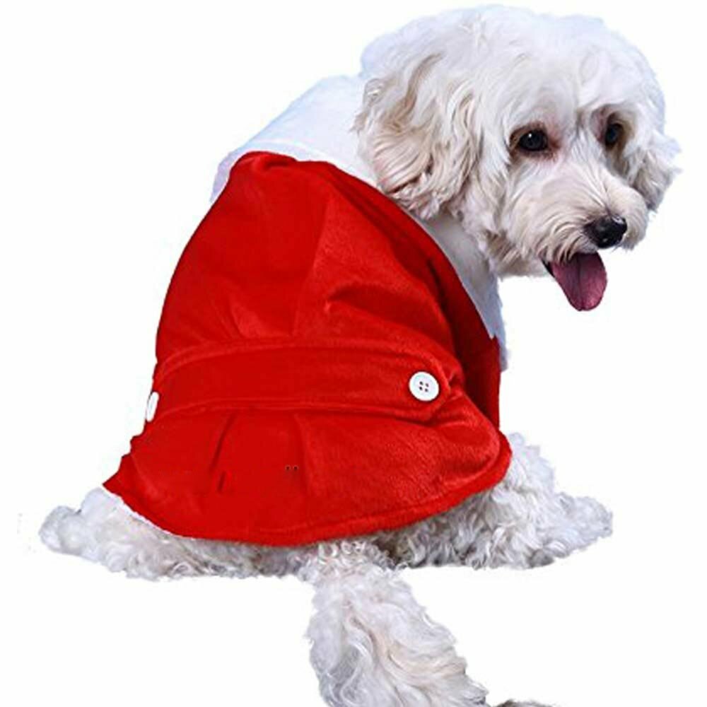 Božična jakna za pse z belim ovratnikom - rdeča barva