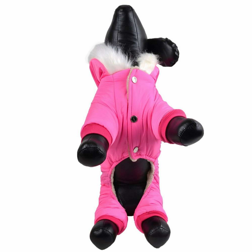 Zimsko oblačilo za psa "Fly Pink" - pink barva, obroba na rokavih in hlačnicah