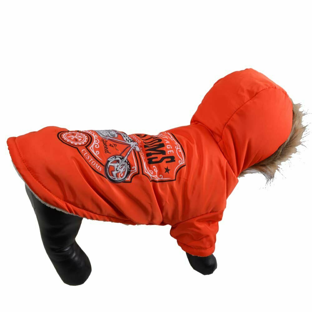 GogiPet zimski plašč za psa "Harley" - oranžna barva, udobno nošenje