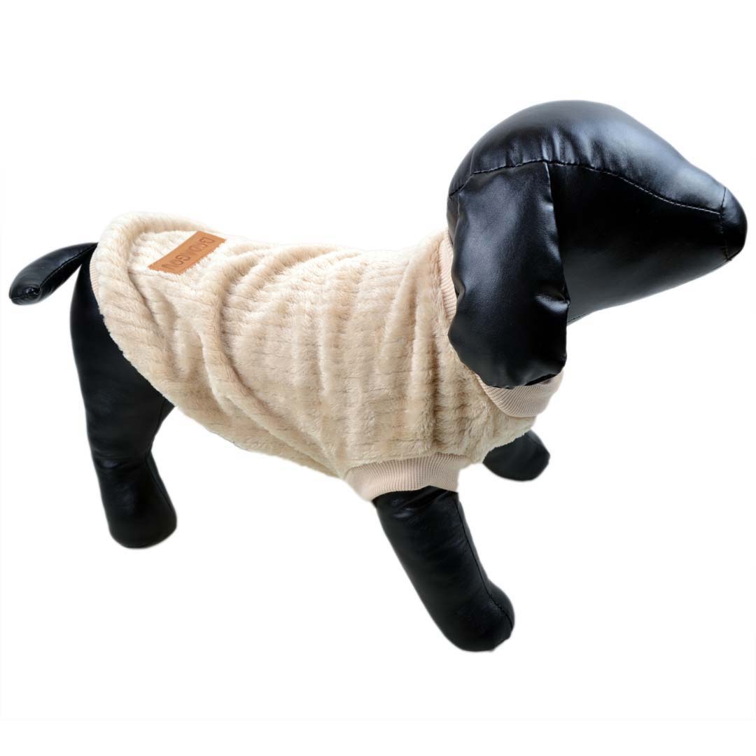 Rjavi pulover za psa iz rebrastega velurja