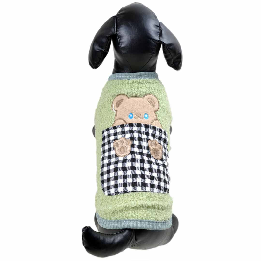 Mehek pulover za pse z aplikacijo "Teddy" - svetlo rjava barva