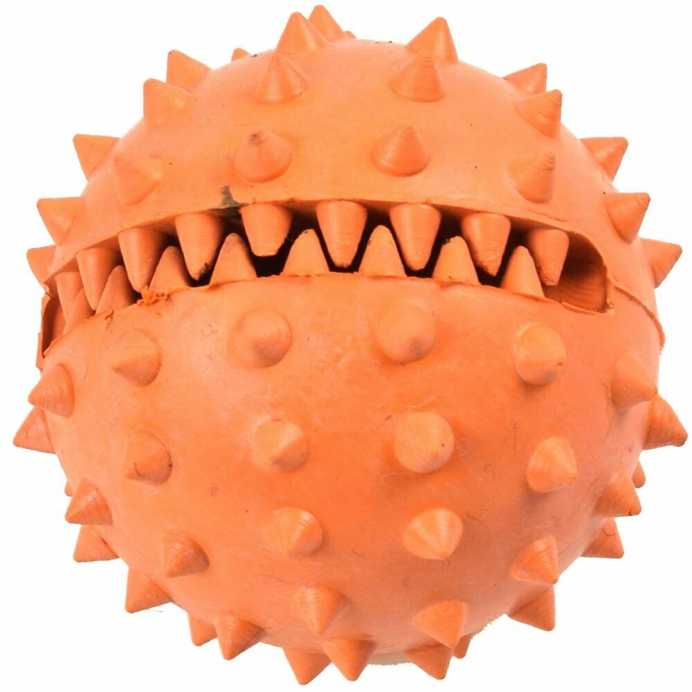 GogiPet oranžna žoga za priboljške - igrača za čiščenje zob Grizli