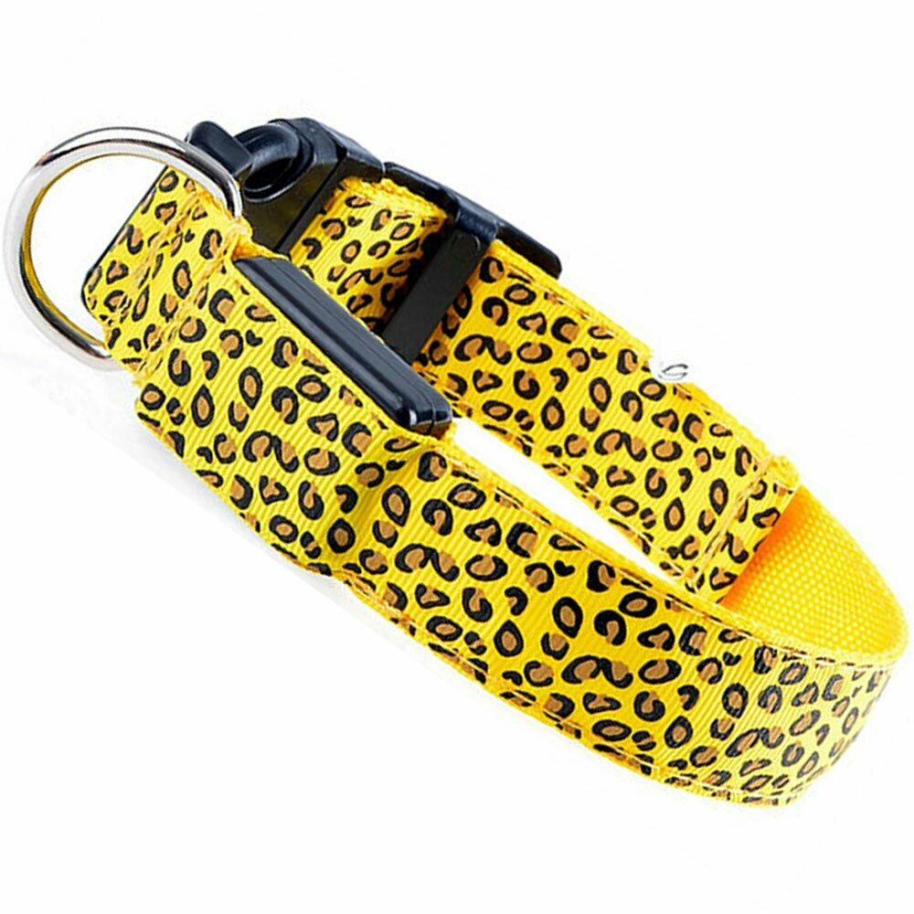 Svetleča ovratnica za pse "Leopard" - rumena barva, velikost L