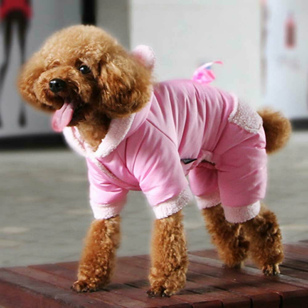 Zimski kombinezon za psa "Pink miška" - zelo toplo oblačilo