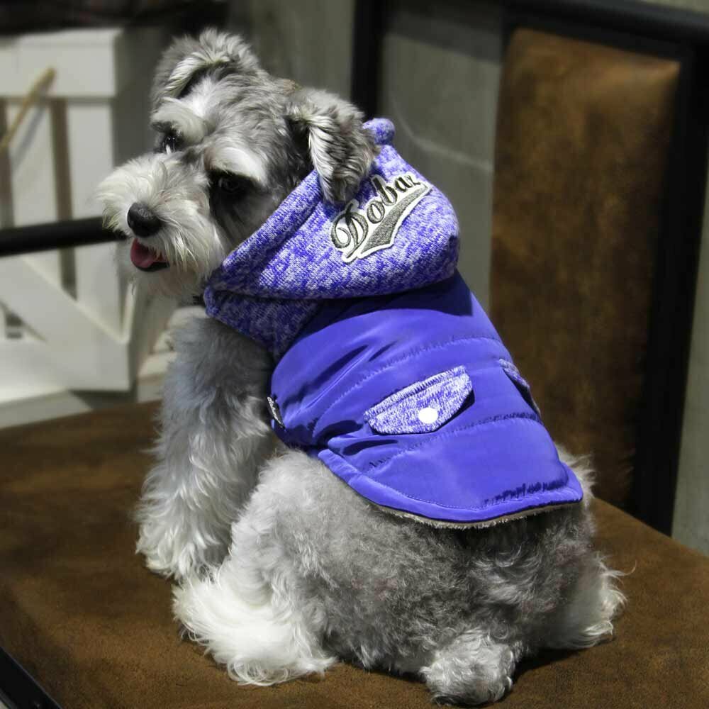 GogiPet zimski plašč za psa "Belo" - modra barva, nepremočljiv poliester