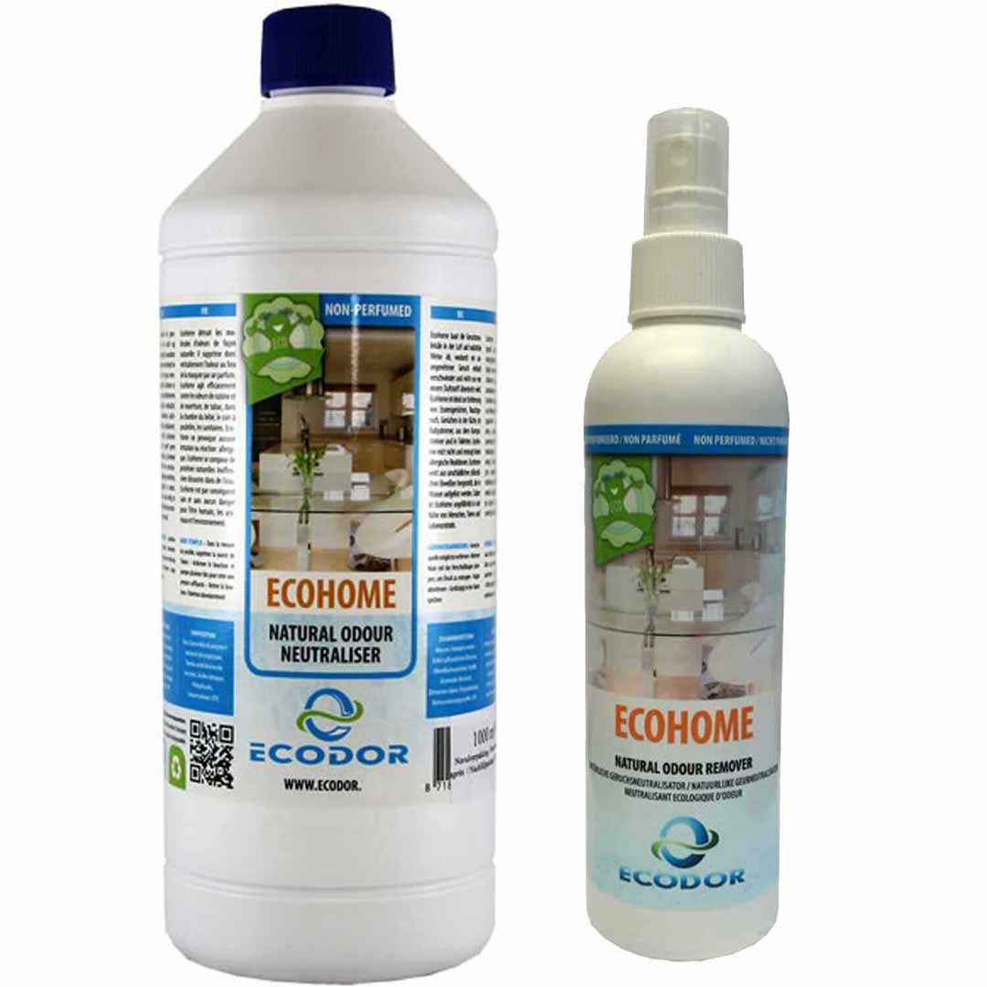 Komplet EcoHome nevtralizator neprijetnega vonja za dom: 250 ml plastenka s pršilko + 1l dodatno polnilo