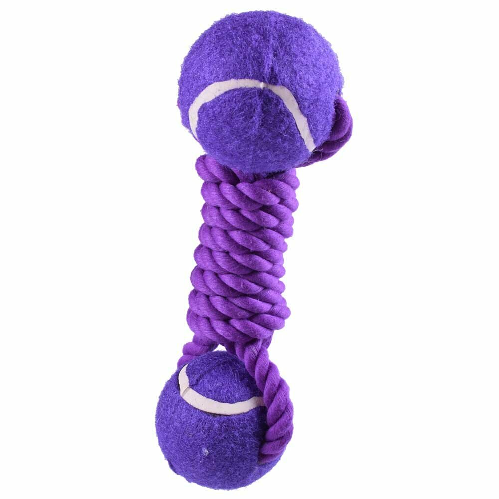 GogiPet® igrača za pse - vijolični žogi z vrvjo za grizenje