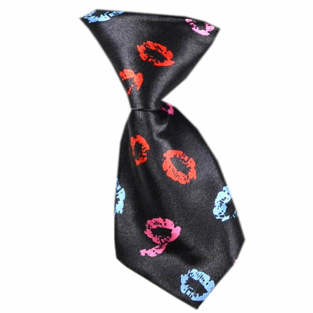 Črna GogiPet kravata za psa "Kiss"