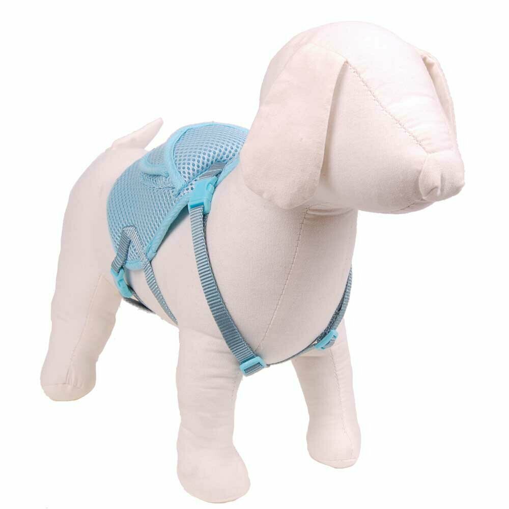 GogiPet® svetlo modra oprsnica z nahrbtnikom za pse na sprehodu