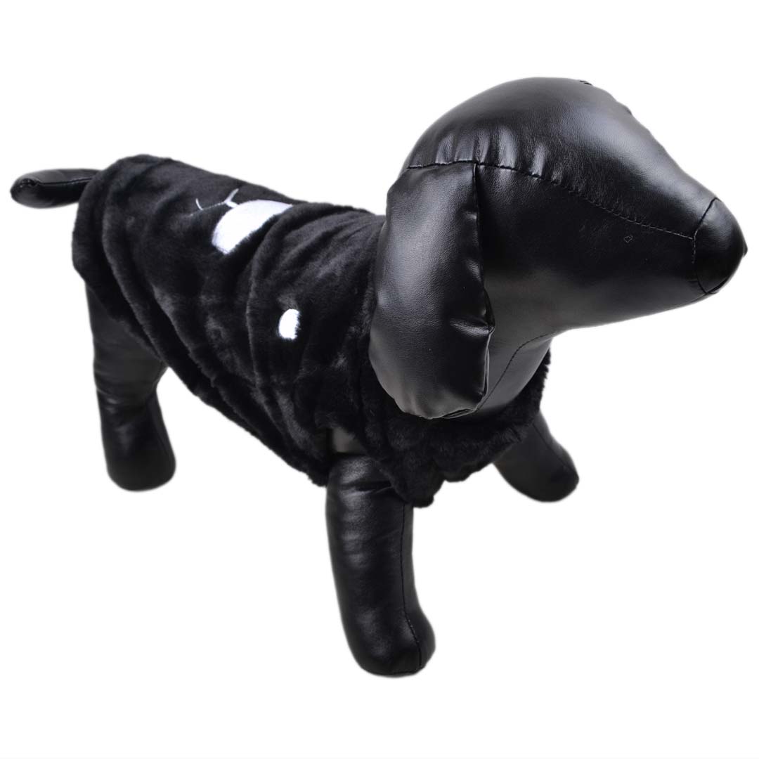 Jakna za pse brez rokavov "Pluto" - črna barva, kosmaten material