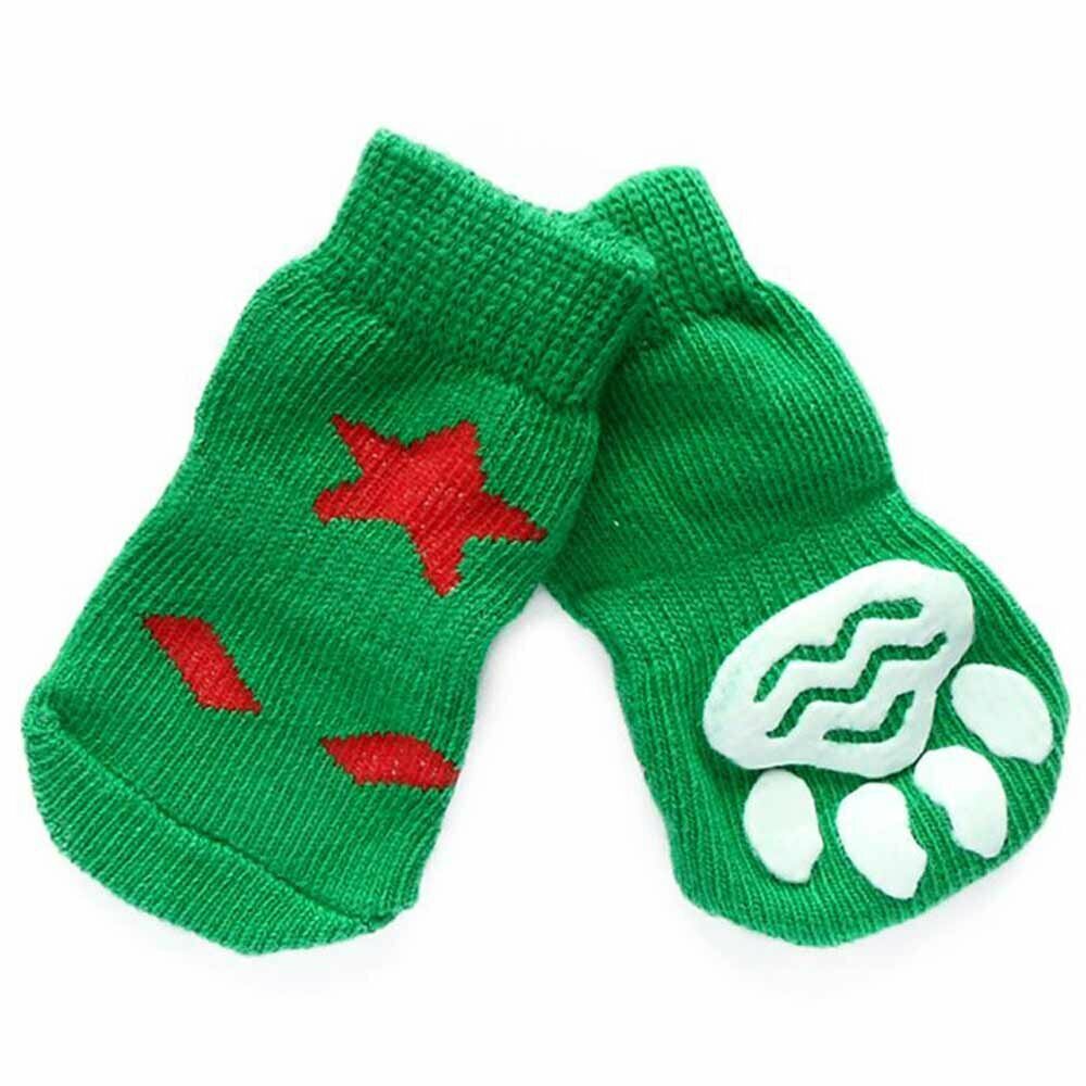 Zelene proti zdrsne nogavice za psa - Rdeča zvezda