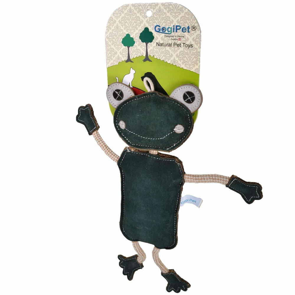 GogiPet® igrača za pse iz naravnih materialov "Žaba" je velikosti 33 cm