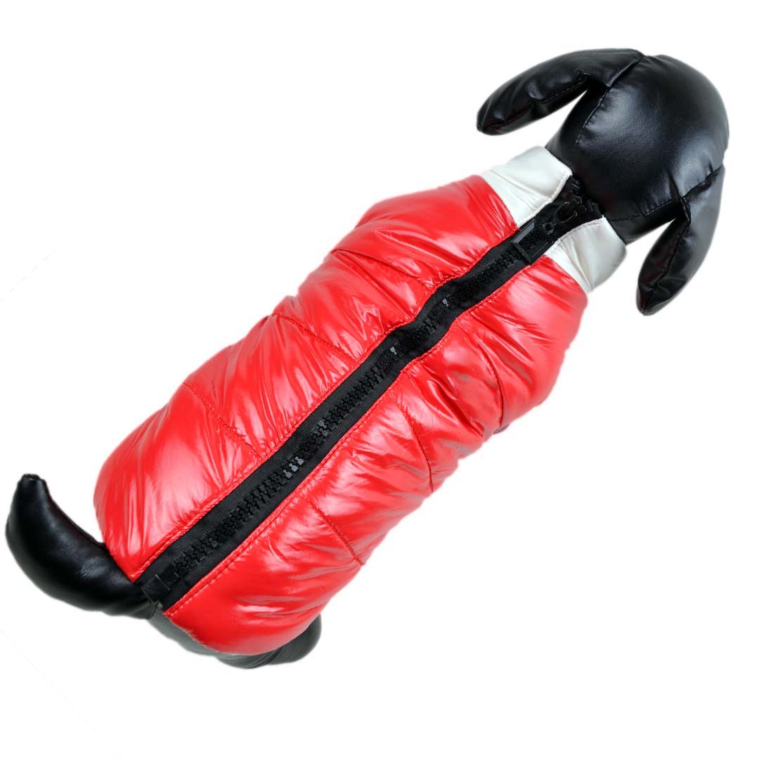Zimski anorak za pse - rdeča barva, model brez rokavov