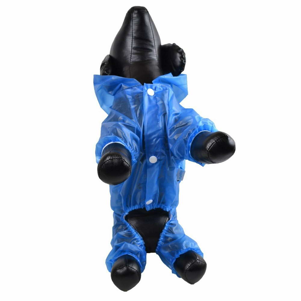 Prosojen, modri dežni plašček za pse "Walking in the Rain" - sistem zapenjanja s plastičnimi pritiskači