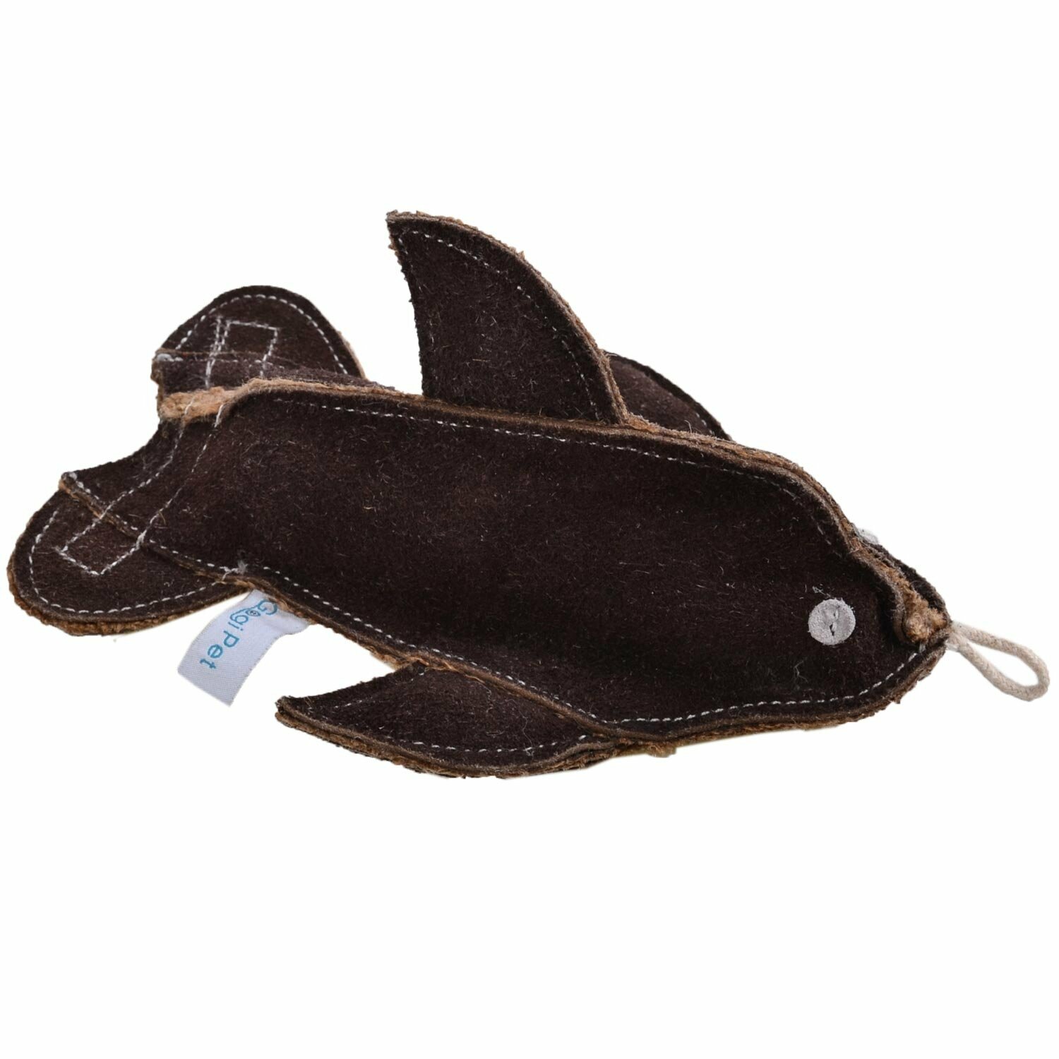 GogiPet® igrača za pse z reciklirano plastenko oblečeno v usnje "Delfin"