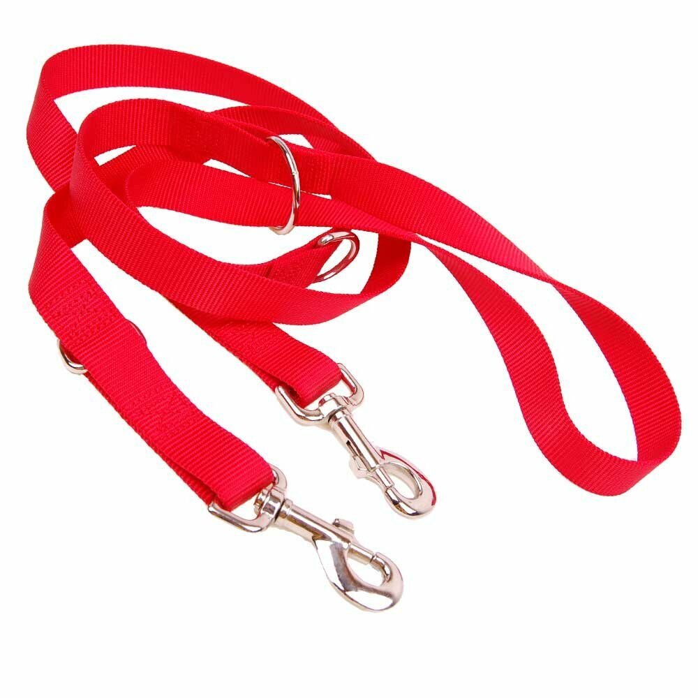 Najlonski povodci za pse z nastavljivo dolžino - rdeča barva