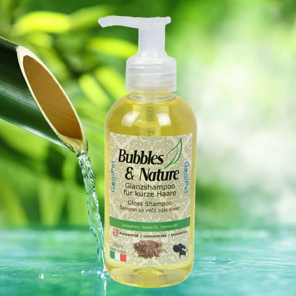 Naravni šampon za sijočo dlako in kratkodlake pse Bubbles & Nature