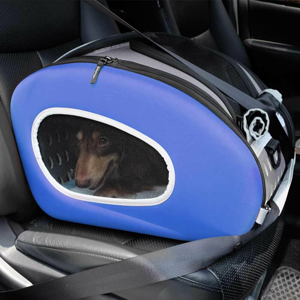 Torba za prevoz psov v avtu - multifunkcijska torba za pse, modra barva