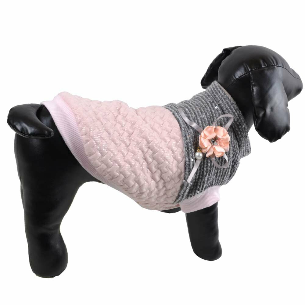 Zimska jopa za pse "Valentina" - rožnata in siva barva