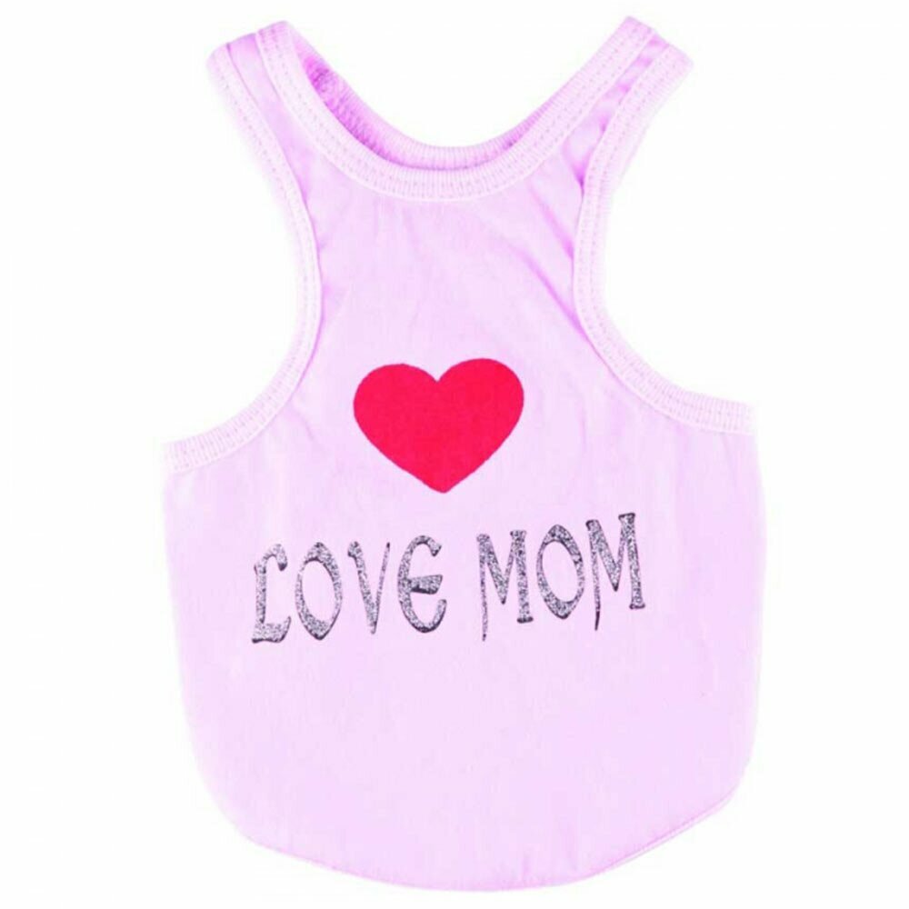 Majica brez rokavov "Love Mom" - rožnata barva