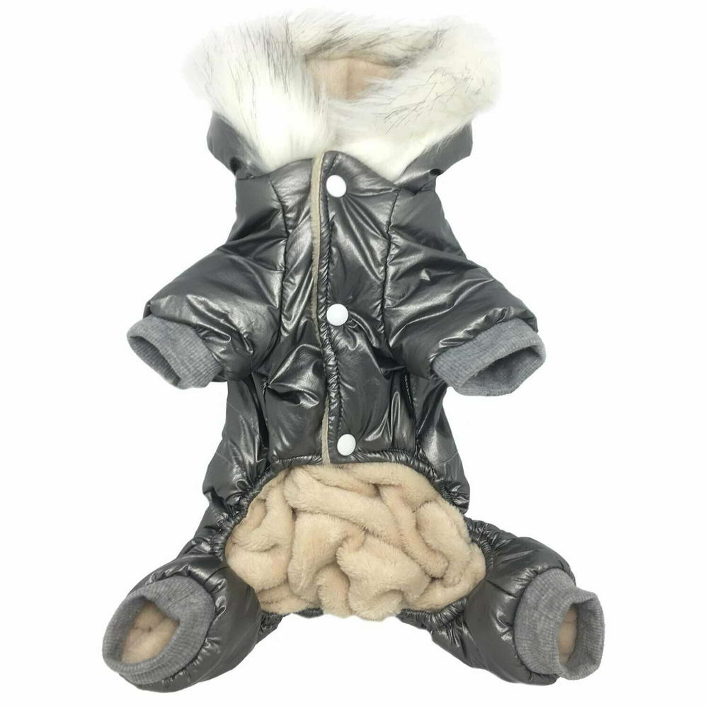 Zimsko oblačilo za psa "Fly Silber" z zapenjanjem na kovice - srebrna barva