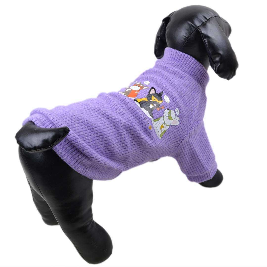 Topli pulover za pse "Super Star" - lila barva
