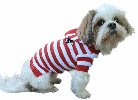 DoggyDolly rdeč črtast pulover za pse