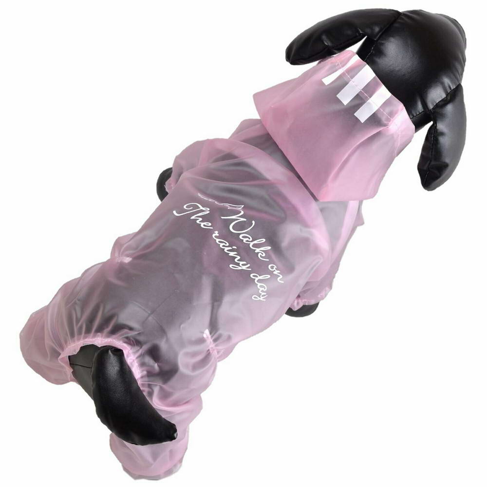 Dežni plašček za pse - model na 4 tačke - roza barva