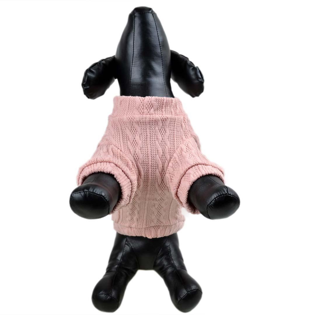 Topli, pleten pulover za pse "Love You" - pink barva