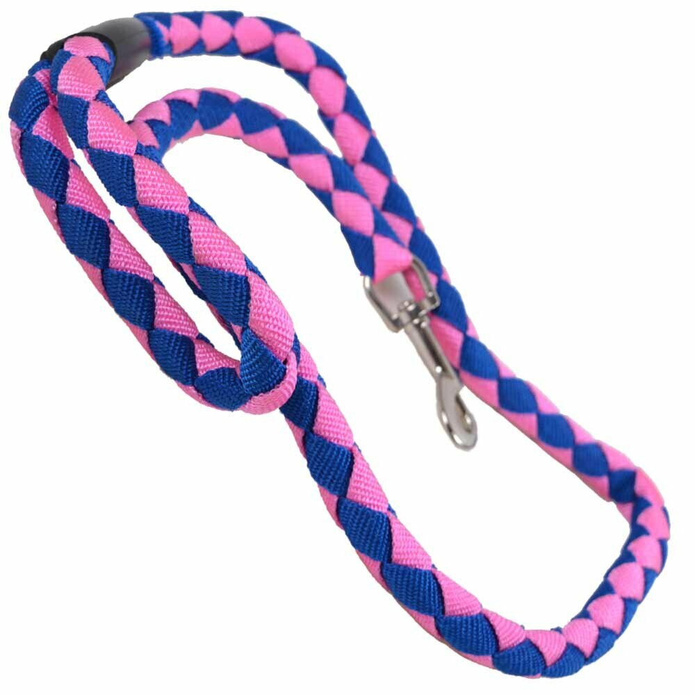 Pleten povodec za velikega psa - modro pink barvna kombinacija