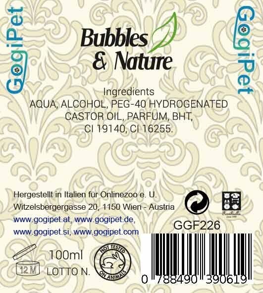 Surovinska sestava - Bubbles & Nature negovalni parfum za pse Aloe Vera - ognjič