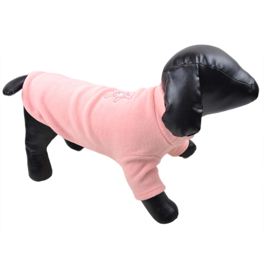 Topli pulover za pse "Teddy" z vezeno aplikacijo - rožnata barva