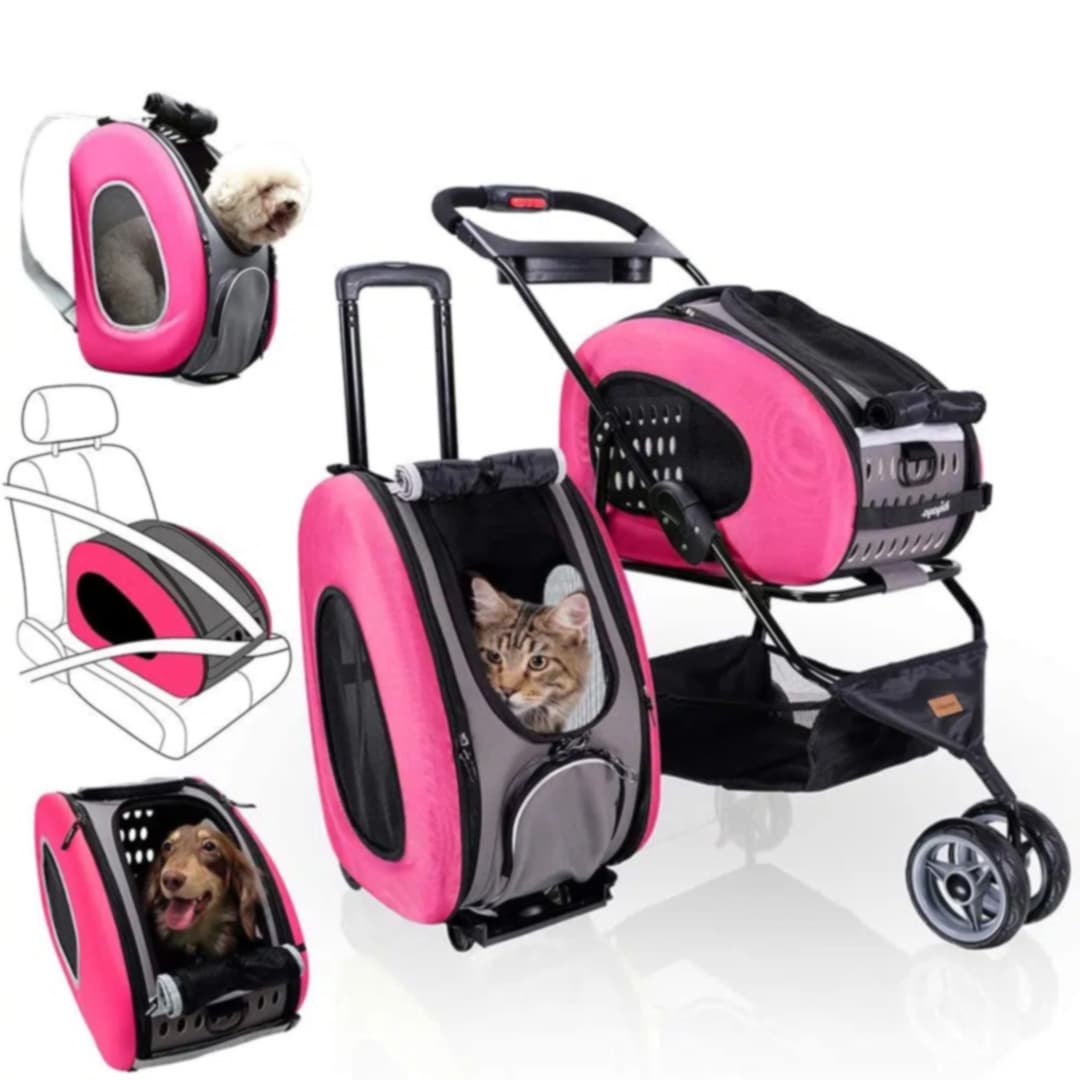 Multifunkcijski voziček za pse 5 v 1 - pink barva