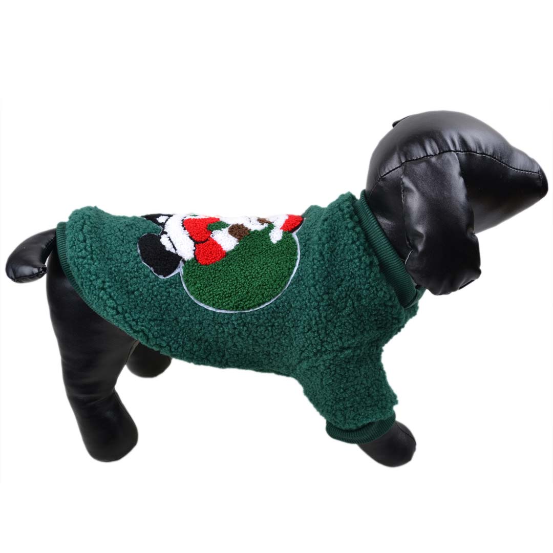 Novoletni pulover za pse "Božiček" - zelena barva