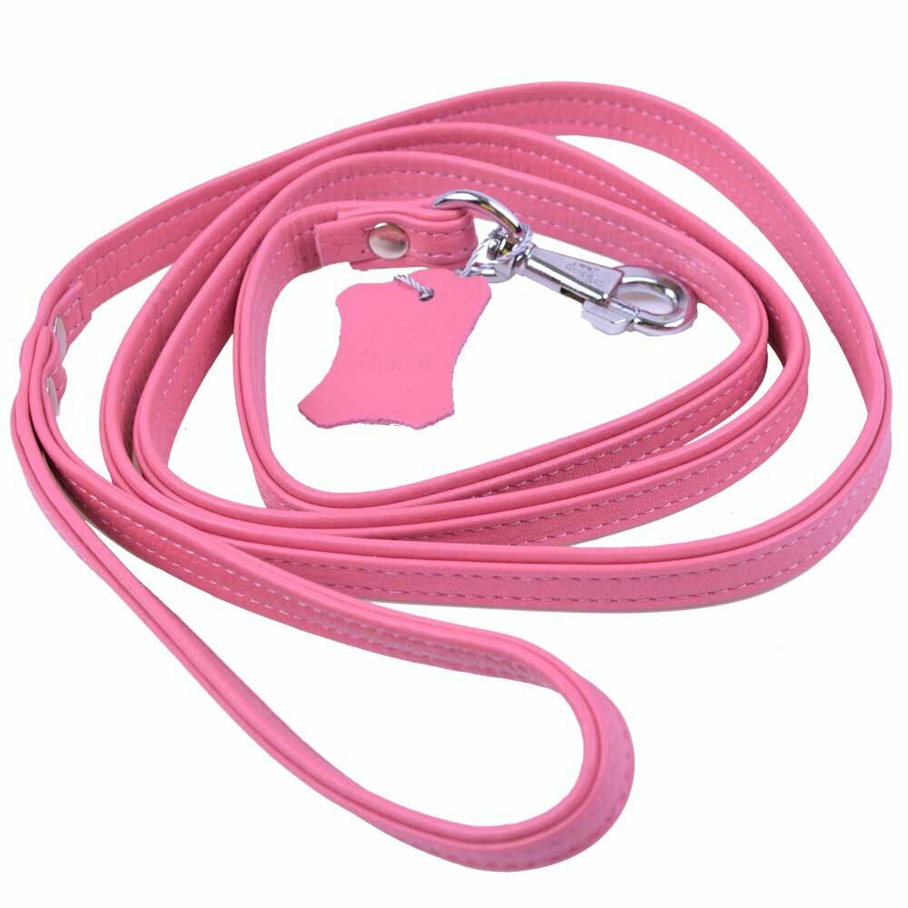 GogiPet® usnjen povodec Floater - pink barva