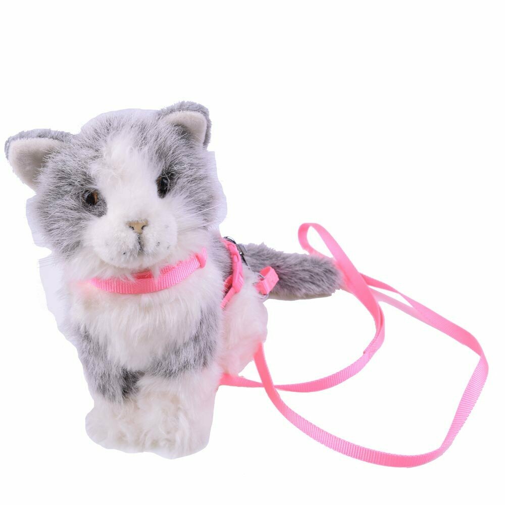 GogiPet® oprsnica s povodcem za mačke - roza barva