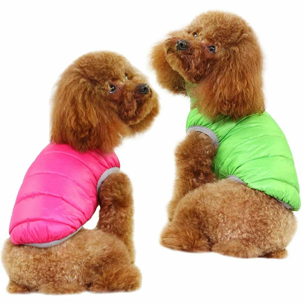 GogiPet dvostranska puhovka za psa - pink in zelena barva